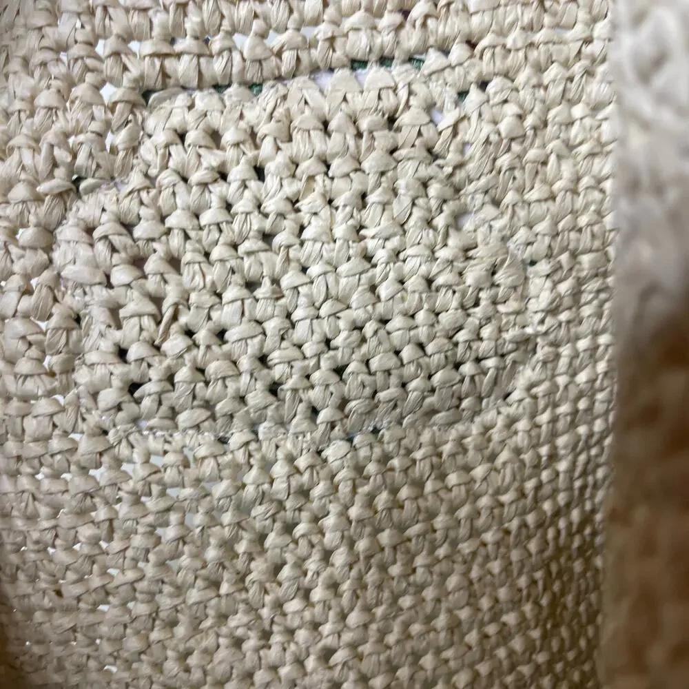 New Stoney Clover Lane Raffia Woven Scoop Tote Fresh From Hamptons CS patchs